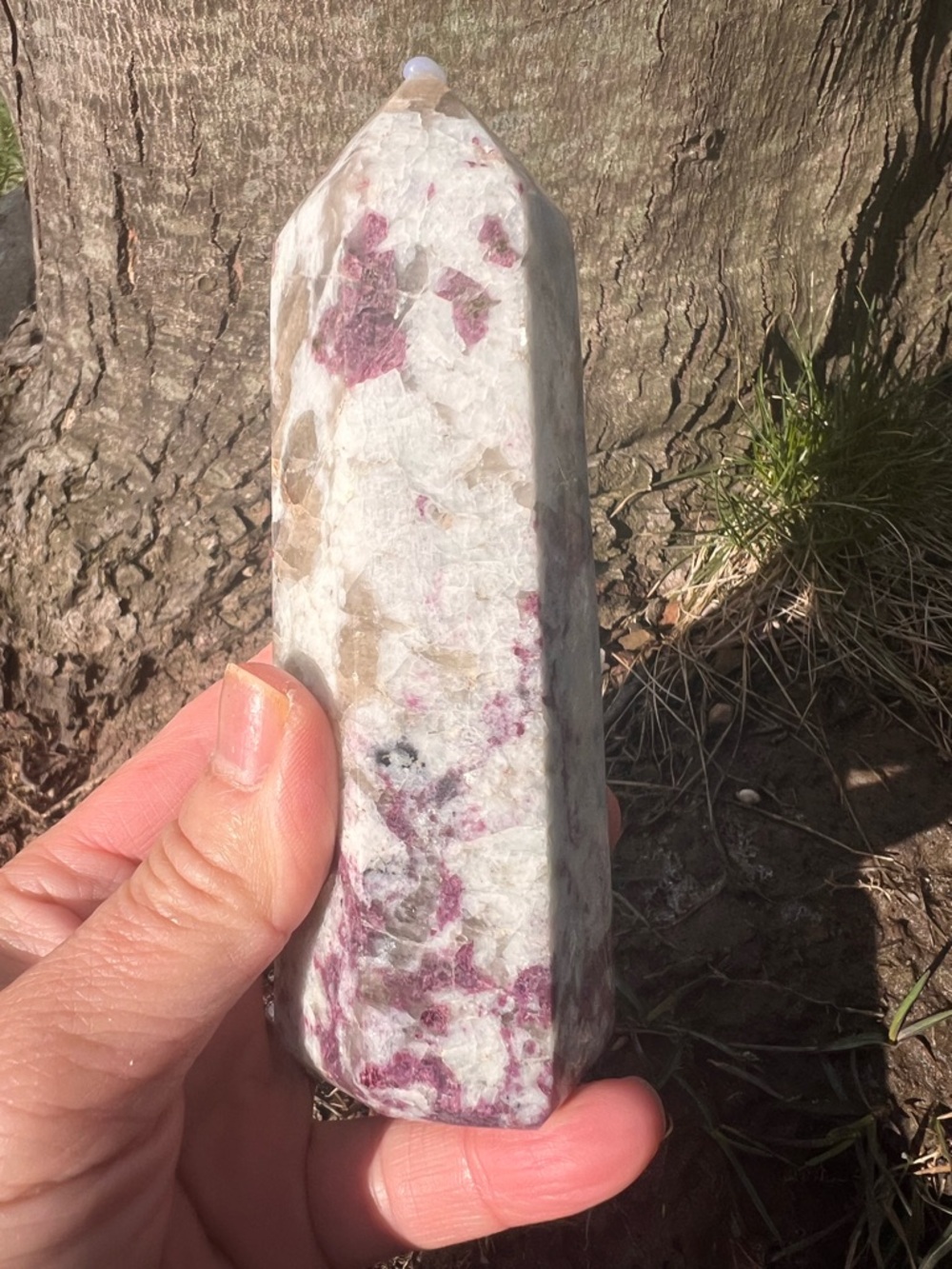 Plum (1) tourmaline tower | Crystal